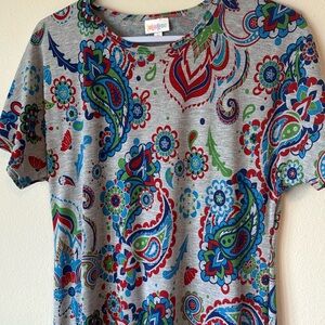 LuLaRoe womens S dress casual grey, blue, green red short sleeve, long length